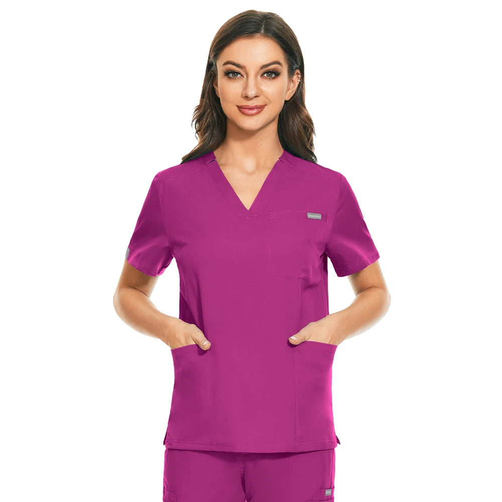 NurseMurse Rose Red V-Neck Top (Female)